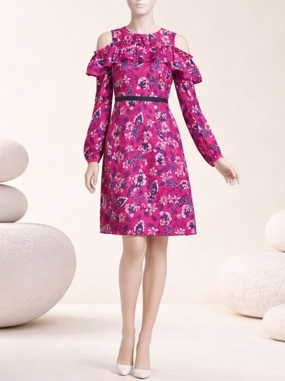 Draper James Francie Pink Floral Cold Shoulder Dress